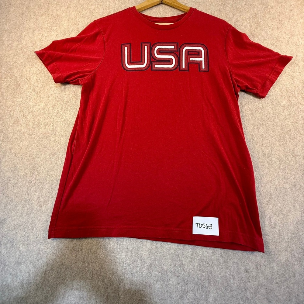 City Streets Mens USA Graphic T-Shirt Red Short Sleeve Crew Neck Size S